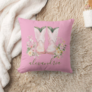 Cute Pink Cowgirl  Throw Pillow