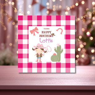 Cute Pink Cowirl Child's Birthday Card