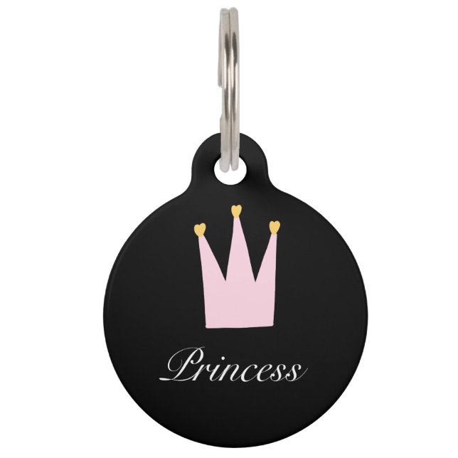Cute Pink Crown Princess Pet Tag (Front)
