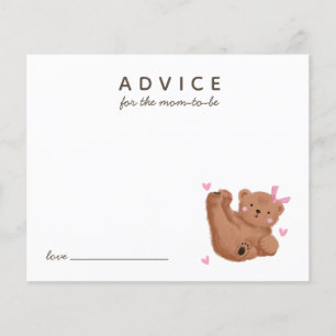 Cute Pink Cub Bear Advice for Mommy Card
