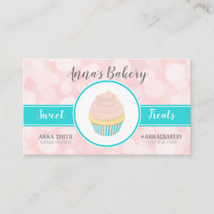Cute Pink Cupcake Bakery Business Card