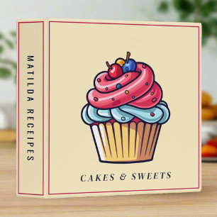 Cute Pink Cupcake Dessert Sweets Baking Cookbook Binder