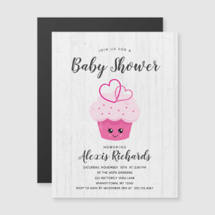 Cute Pink Cupcake Kawaii Baby Shower Invitation