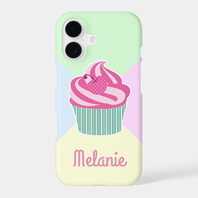 Cute Pink Cupcake Pastel Colors Personalised (Verso)