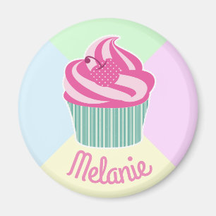 Cute Pink Cupcake Pastel Colors Personalised Magnet