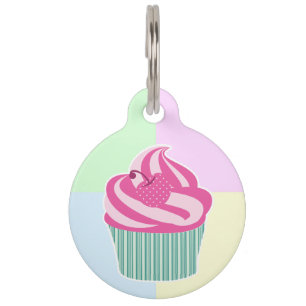 Cute Pink Cupcake Pastel Colors Pet Tag