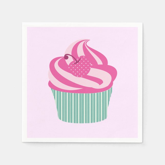 Cute Pink Cupcake Pastel Pink Napkin (Front)