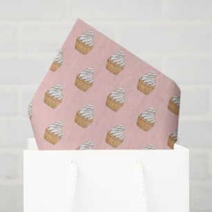 Cute Pink Cupcake Pattern Tissue Paper