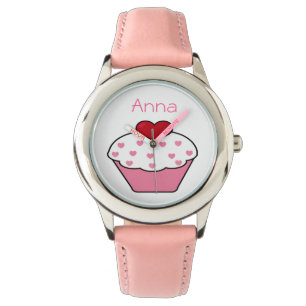cute pink cupcake personalized design watch