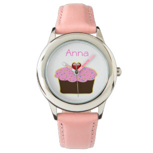 cute pink cupcake personalized design watch