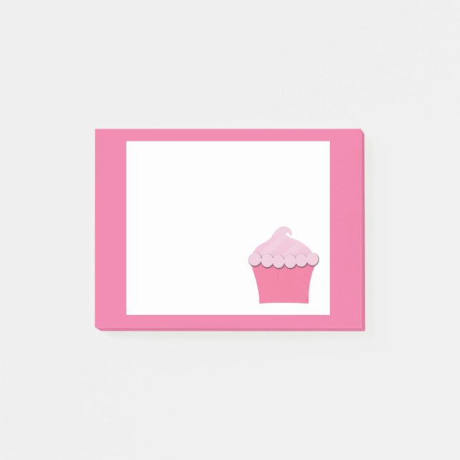 Cute Pink Cupcake, Personalized Post it Notes (Front)