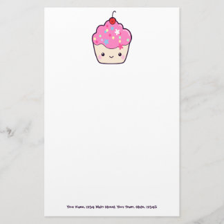 Cute Pink Cupcake Stationery