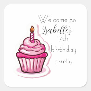 Cute Pink Cupcake Sticker