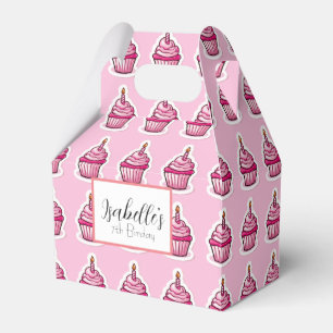 Cute Pink Cupcake Theme Birthday Girl Favour Box