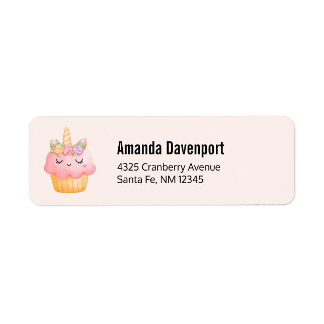 Cute Pink Cupcake Unicorn with Roses (Front)