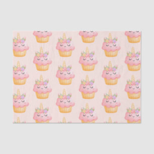 Cute Pink Cupcake Unicorn with Roses Pattern Tissue Paper