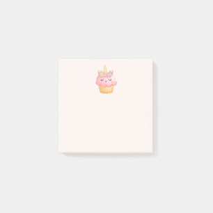 Cute Pink Cupcake Unicorn with Roses Post-it Notes