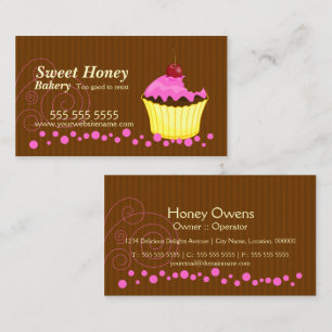 Cute Pink Cupcake with Cherry Business Cards