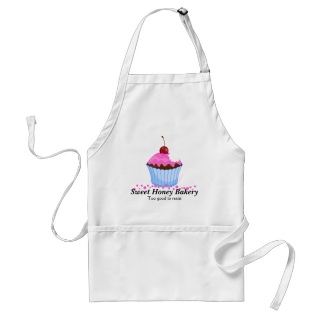 Cute Pink Cupcake With Cherry Personalized Apron (Front)
