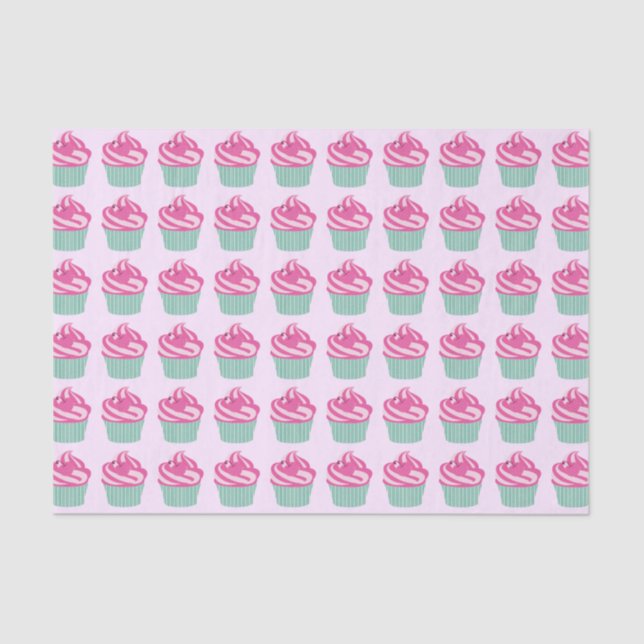 Cute Pink Cupcakes Pattern Tissue Paper (Front)