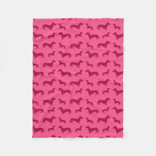 Cute pink dachshund pattern fleece blanket