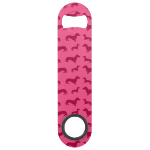 Cute pink dachshund pattern speed bottle opener