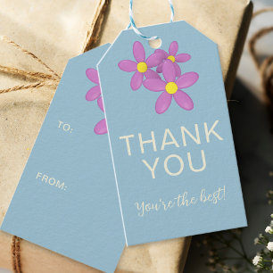 Cute Pink Daisy Blue Happy Mother's Day  Gift Tags