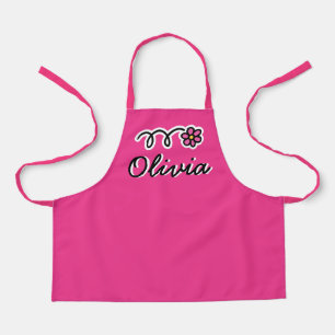 Cute pink daisy flower kid's baking apron for girl