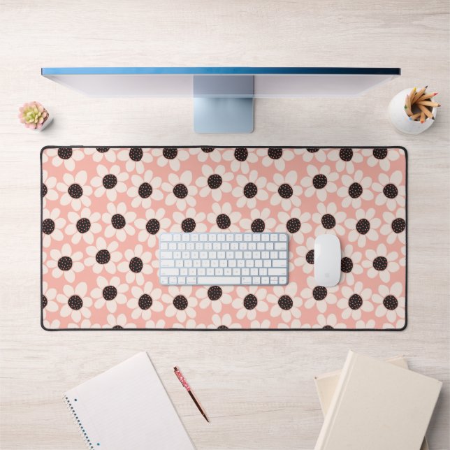 Cute Pink Daisy Flower Pattern Desk Mat (Office 1)