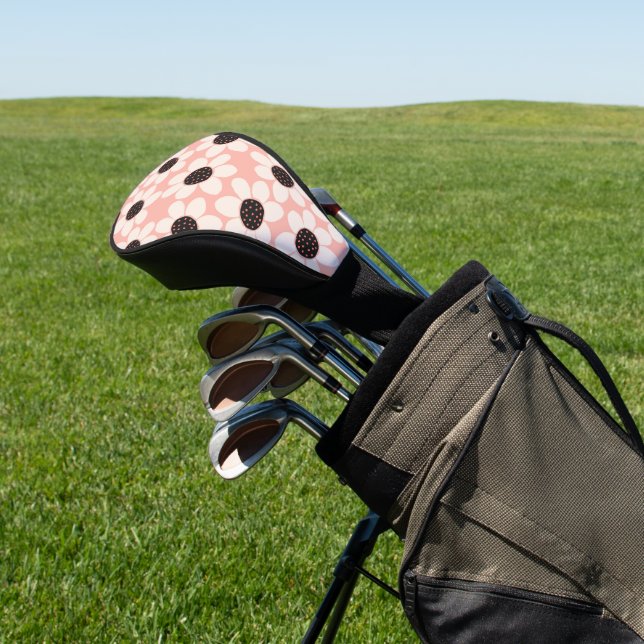 Cute Pink Daisy Flower Pattern Golf Head Cover (In Situ)