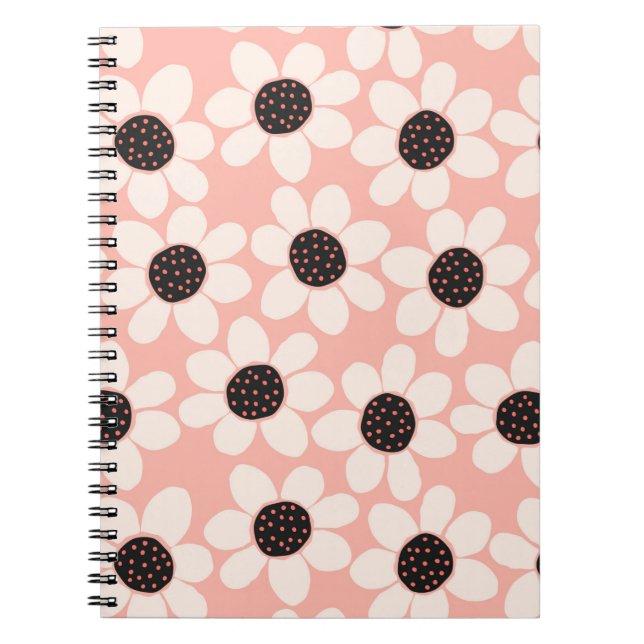Cute Pink Daisy Flower Pattern Notebook (Front)
