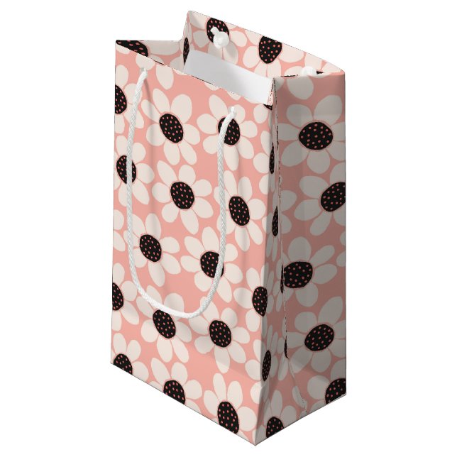 Cute Pink Daisy Flower Pattern Small Gift Bag (Front Angled)