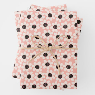 Cute Pink Daisy Flower Pattern Wrapping Paper Sheet