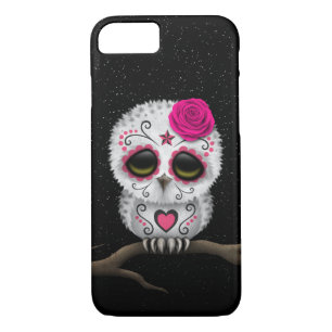 Cute Pink Day of the Dead Sugar Skull Owl Stars iPhone 8/7 Case