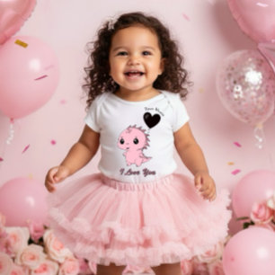 Cute Pink Dinosaur Baby Bodysuit