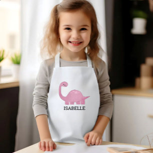 Cute Pink Dinosaur Personalized Kids Apron
