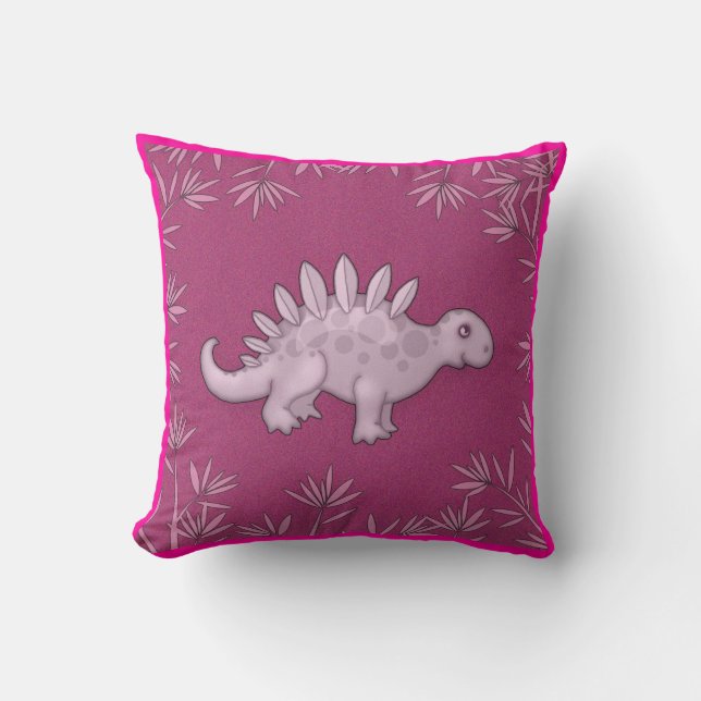 Cute Pink Dinosaur Pillow (Front)