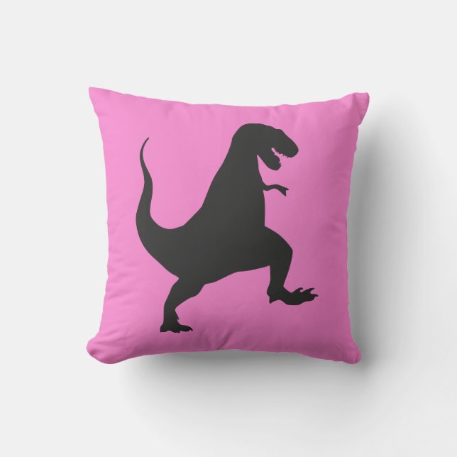 Cute Pink Dinosaur Tyrannosaurus rex Jurassic Throw Pillow (Front)