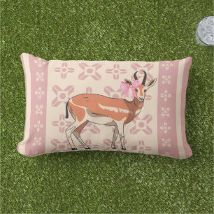 Cute Pink Doe-patterned Christmas Lumbar Pillow