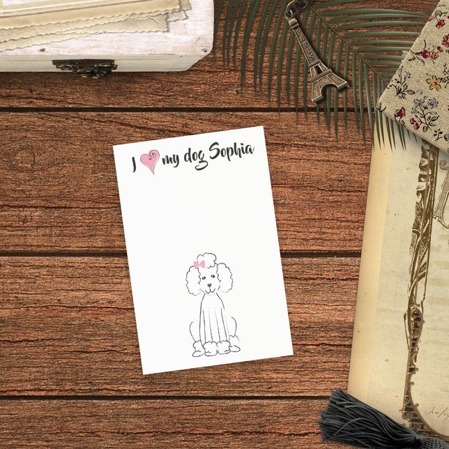 Cute Pink Dog Poodle Personalized Post-it Notes (Creator Uploaded)