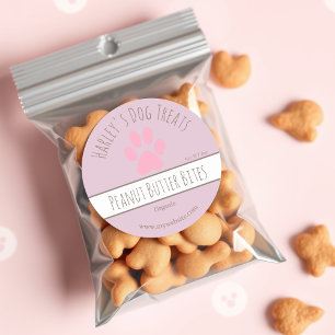 Cute Pink Dog Treat Business Labels