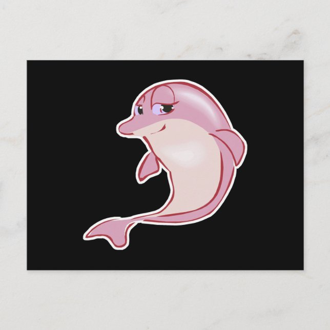 cute pink dolphin postcard (Front)