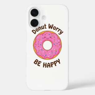Cute Pink Donut with Sprinkles iPhone 16 Case