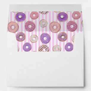 Cute pink donuts print inside custom back flap  envelope