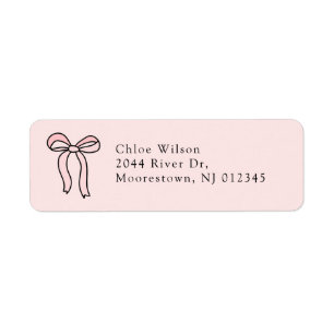 Cute Pink Doodle Bow Return Address 