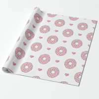 Cute Pink Doughnut and Hearts Pattern