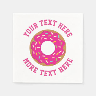 Cute pink doughnut custom Birthday party napkins