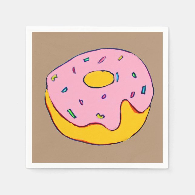 Cute pink doughnut dessert kid's party napkin (Front)