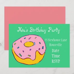 Cute pink doughnut girl Party Invitation