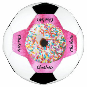 Cute Pink Doughnut Personalized Modern Soccer Ball